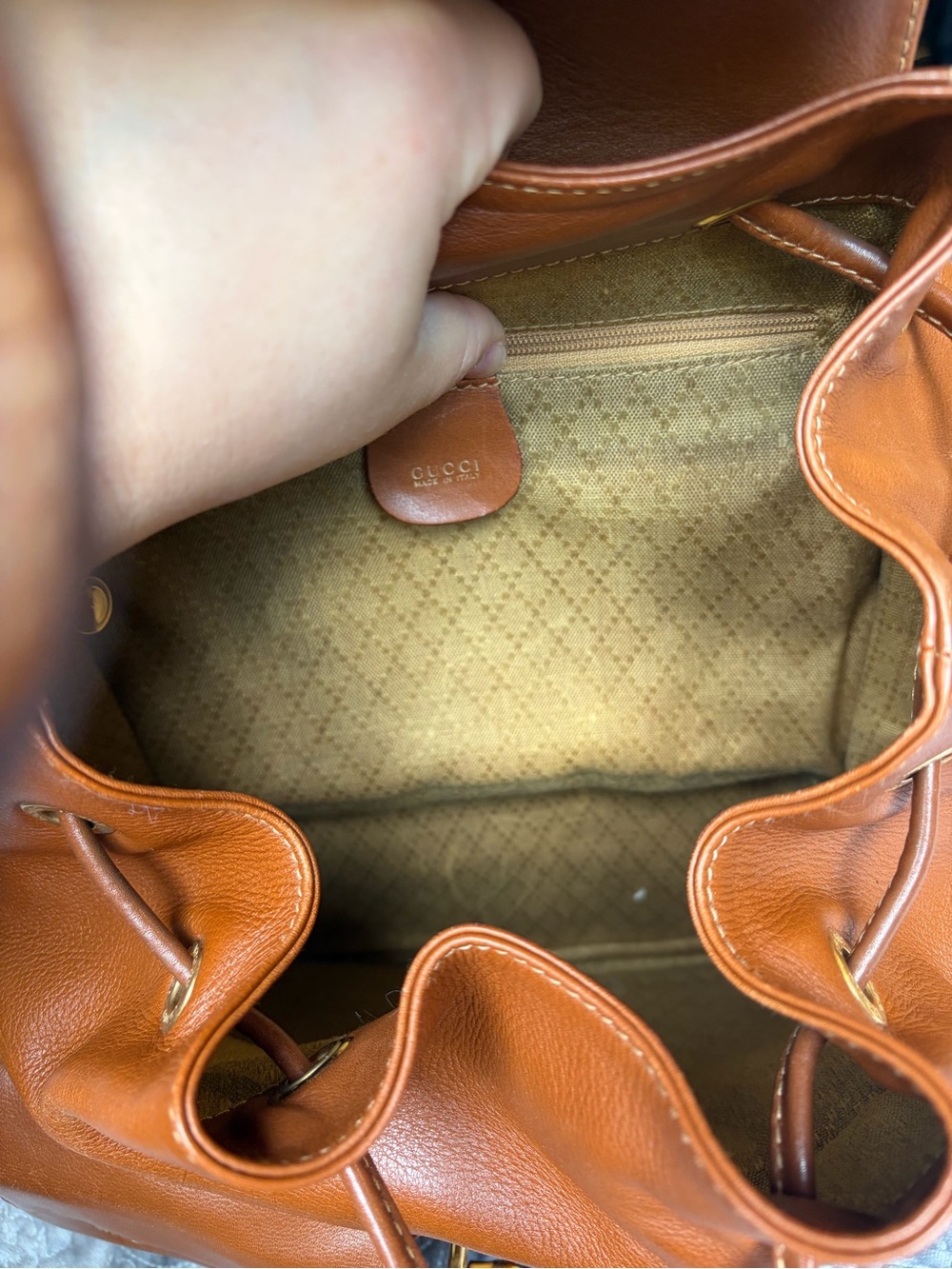 Gucci Brown Leather Backpack with Bamboo Buckles - Picture 8 of 16